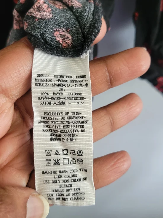 FREE PEOPLE Size XS Smocked Floral Blouse Black Red Boho Peasant Top - Picture 6 of 11